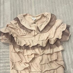 Crewcuts size 6/7 Ruffled Cream and Brown top